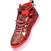 PYYIQI Glitter Led Shoes Light Up Shoes High Top Sneakers for Women Men Flashing Dancing Shoes for Halloween Christmas Party with USB Charging