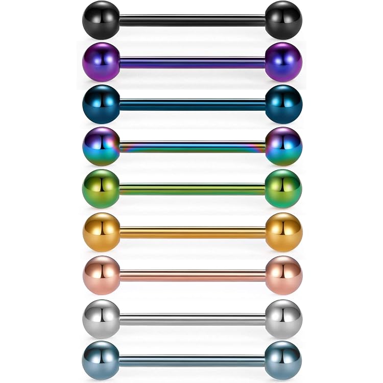 thumbnail image 2 of 2Pcs 16G Titanium Nipple Rings With Cubic Zirconia - 14mm Bar Length, G23 Solid Titanium Body Jewelry For Women 2 of 14