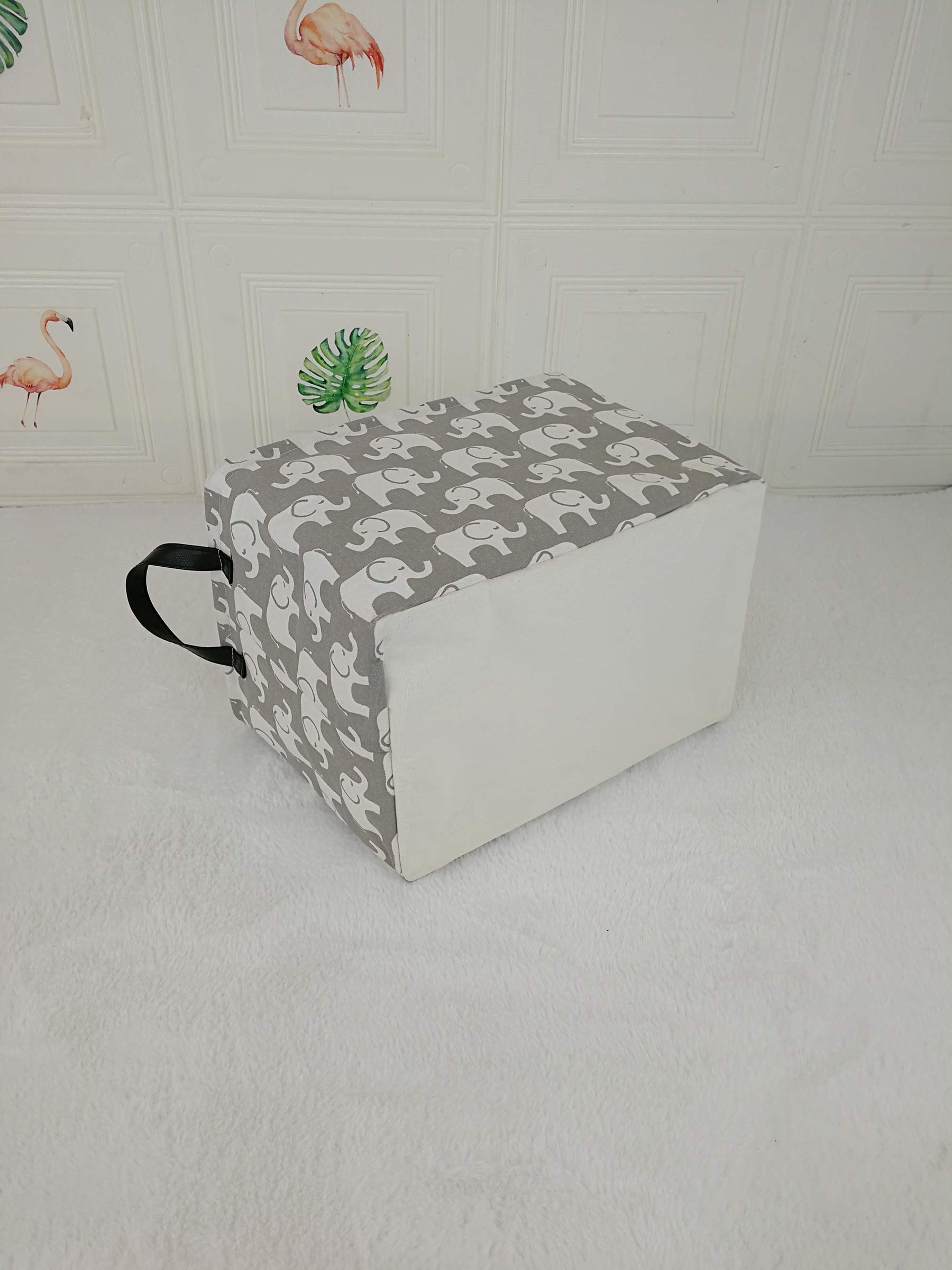 KUNRO Rectangle Toy Bin Waterproof storage organizer for Nursery Hamper Home decor Closet Kids Bedroom Laundry Baby Gift Shelf Baskets(Elephant)
