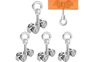 YOVXKAN 4-Wheel Silent Trolley Assembly Rollers.Strut Channel Rollers Trolley.for use with 1-5/8" Wide and All 1-5/8" or Taller Strut Channel with M10 Bolt and Lifting Eye Nuts(4)