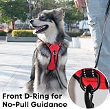 PoyPet No Pull Dog Harness Reflective Vest with 2 Leash Attachments Red M view 3