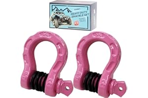 HOUERT Heavy Duty D-Ring Shackle, 68,000 lbs Break Strength, Stronger Than 3/4" D Rings, Tow Shackle with 7/8" Screw Pin & Washers for Off-Road Towing Jeep Vehicle Recovery, Pink, 2 Pack
