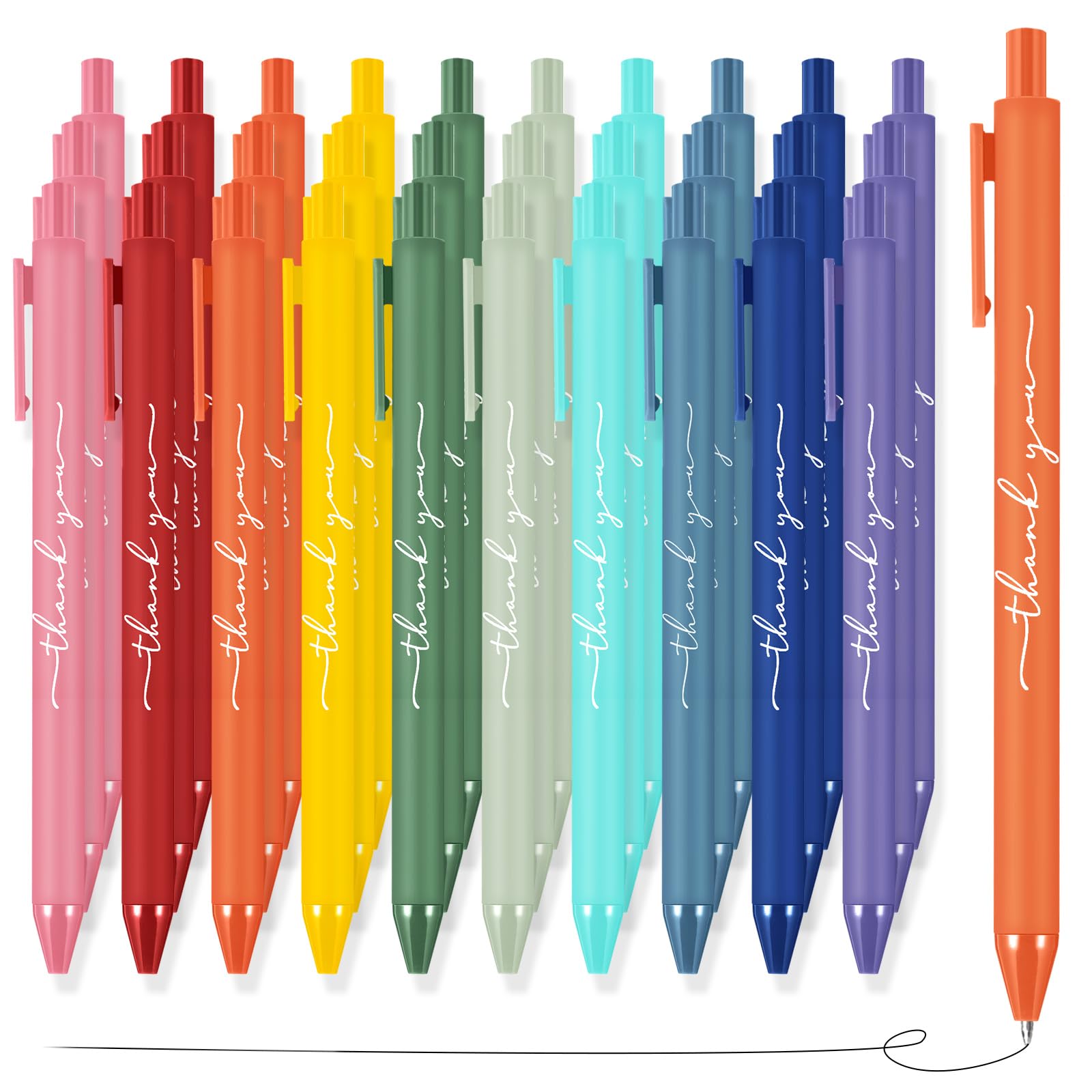 Photo 1 of 30pcs Thank You Pens Bulk Cute Multicolor Ballpoint Pen for Server Employee Appreciation Gifts for Social Worker Wedding Teacher Coworker Office Staff Team Nurse Baby Shower Party (Rainbow)