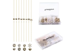 Yumttero 144 Pcs 50mm Platinum Color Ball Pins with 144 Pcs 8 Styles of Spacer Beads for Craft Earring Bracelet Necklace Pendant DIY Jewelry Making