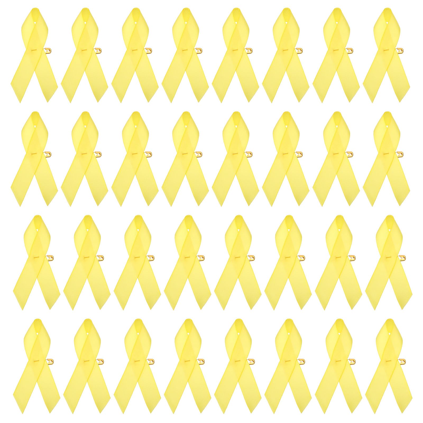 PATIKIL 50 Pieces Yellow Polyester Ribbon Satin Pins, Awareness Ribbon Satin with Safety Pins