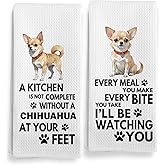 Qeheb Chihuahua Dog Kitchen Towels, Decorative Set, Hand Dish Tea Towels for Kitchen 16x24 Inch