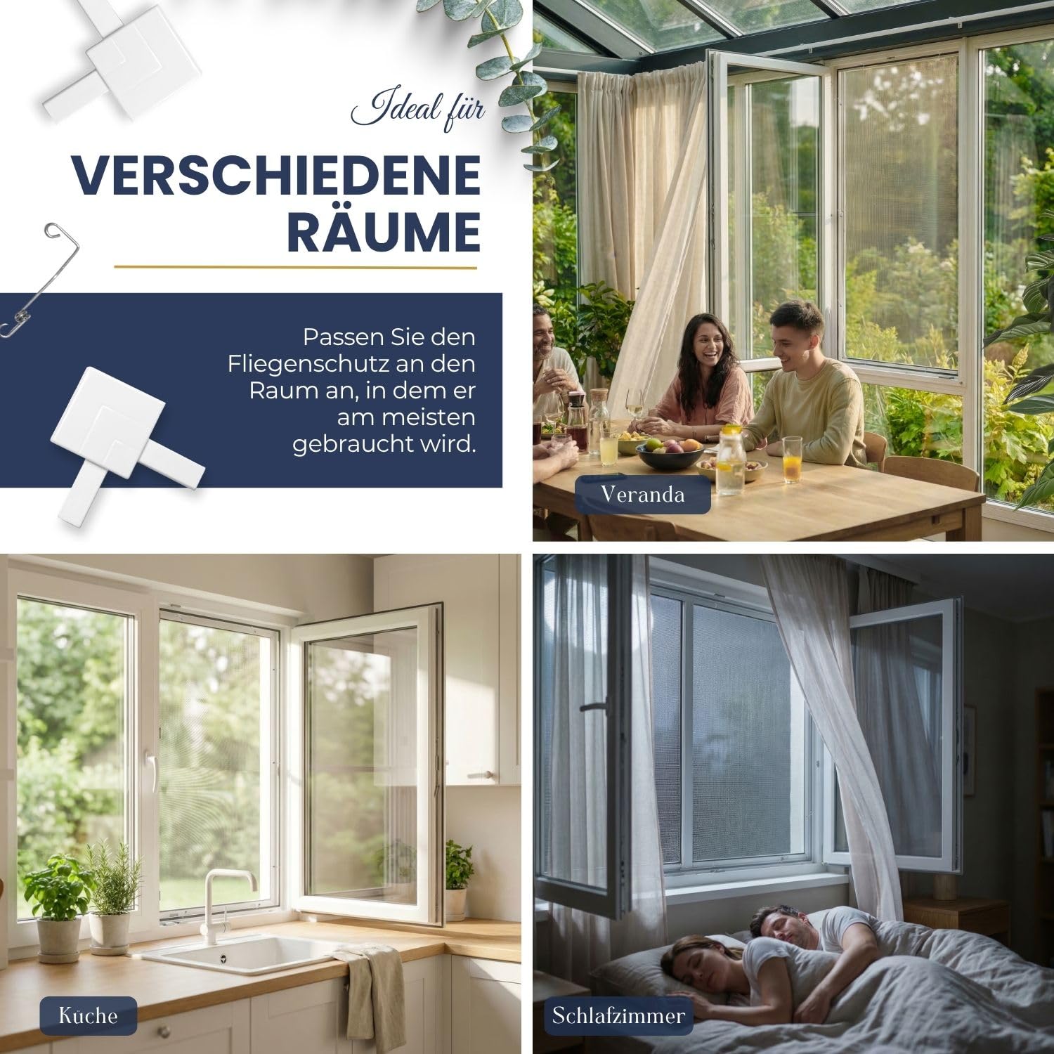 Rollmayer Fliegengitter Fenster Aluminiumrahmen Insektenschutz Fenster Selbstbausatz zuschneidbar stabiles Aluminium Moskitonetz Fliegenschutz einfache Montage (Weiß - 100 x 120 cm - BxH) 4