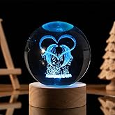 COQIRAUSEN 3D Crystal Ball Colorful 60mm Universe Gifts Laser Engraved Model Astronomy Glass Ball Decor Gifts for Physics Enthusiasts and Space Collectors Home Decor Crafts (Heart Dolphins)