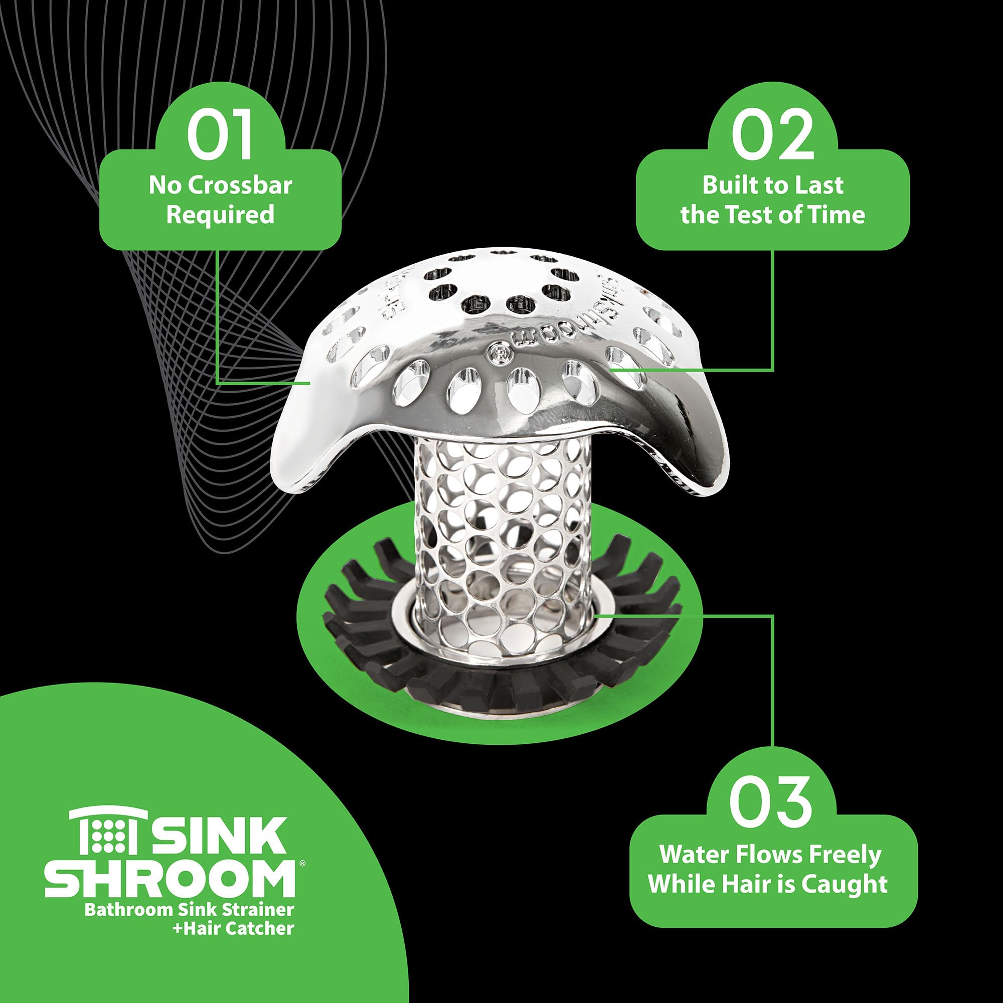 SinkShroom Ultra Revolutionary Bathroom Sink Drain Protector, Stainless Steel