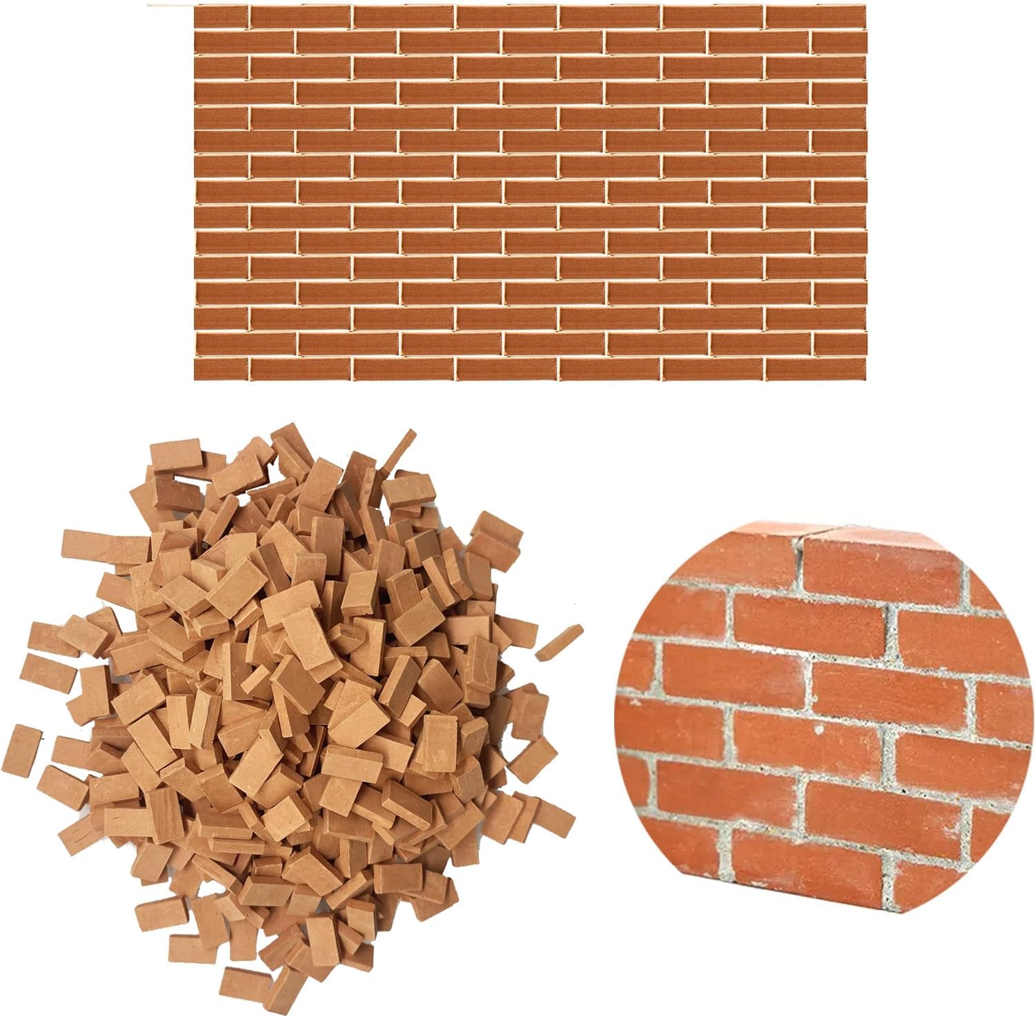 Cayway Mini Red Wall Bricks - 560 Pcs Tiny Bricks for Landscaping & Dollhouse Miniature Garden Accessories