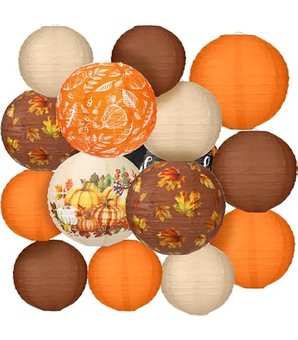 Glooglitter Herbst-Party-Dekoset - Mit Laternen, Pompons, Papierfächern In Gelb, Orange, Braun