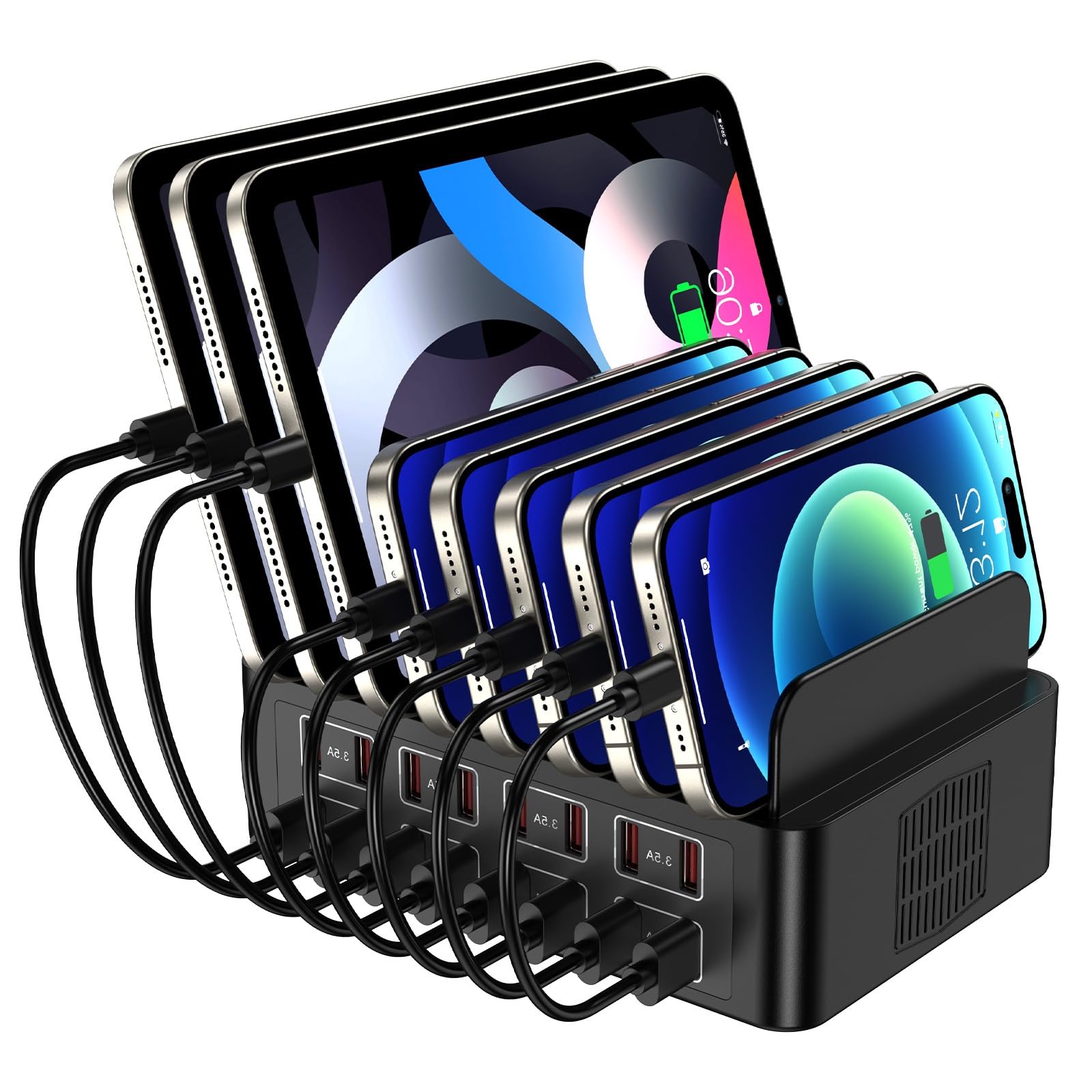 Photo 1 of Charging Station for Multiple Devices, 16 Port USB Fast Charging Station, 175W Ipad Charger Station, Multiple Charger Organizer Compatible with Smartphones, Tablets and Other Devices