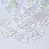 30pcs Transparent Leaf Crystal Glass Spacer Beads for DIY Crafts Jewelry Making Bracelets Necklaces Earrings Key Chains Wind Chimes (Transparent)