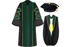 Mukum Unisex Doctoral Graduation Gown with Gold Piping | Academic doctoral Cap and Gown for Graduation Ceremony