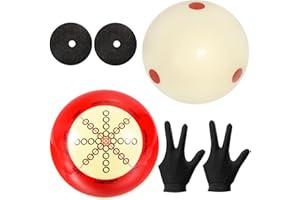 HEYLEAYAR 2 Pcs Billiard Training Cue Ball,Pool Cue Ball Practice with Dots,Inchluded Billiard Gloves,Pool Table Marker Dots,Billiard Balls Used in American Billiards Eight Balls