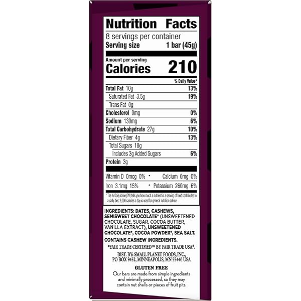 LARABAR DOUBLE CHOCOLATE TRUFFLE, GLUTEN FREE VEGAN FRUIT & NUT BARS, 8 CT