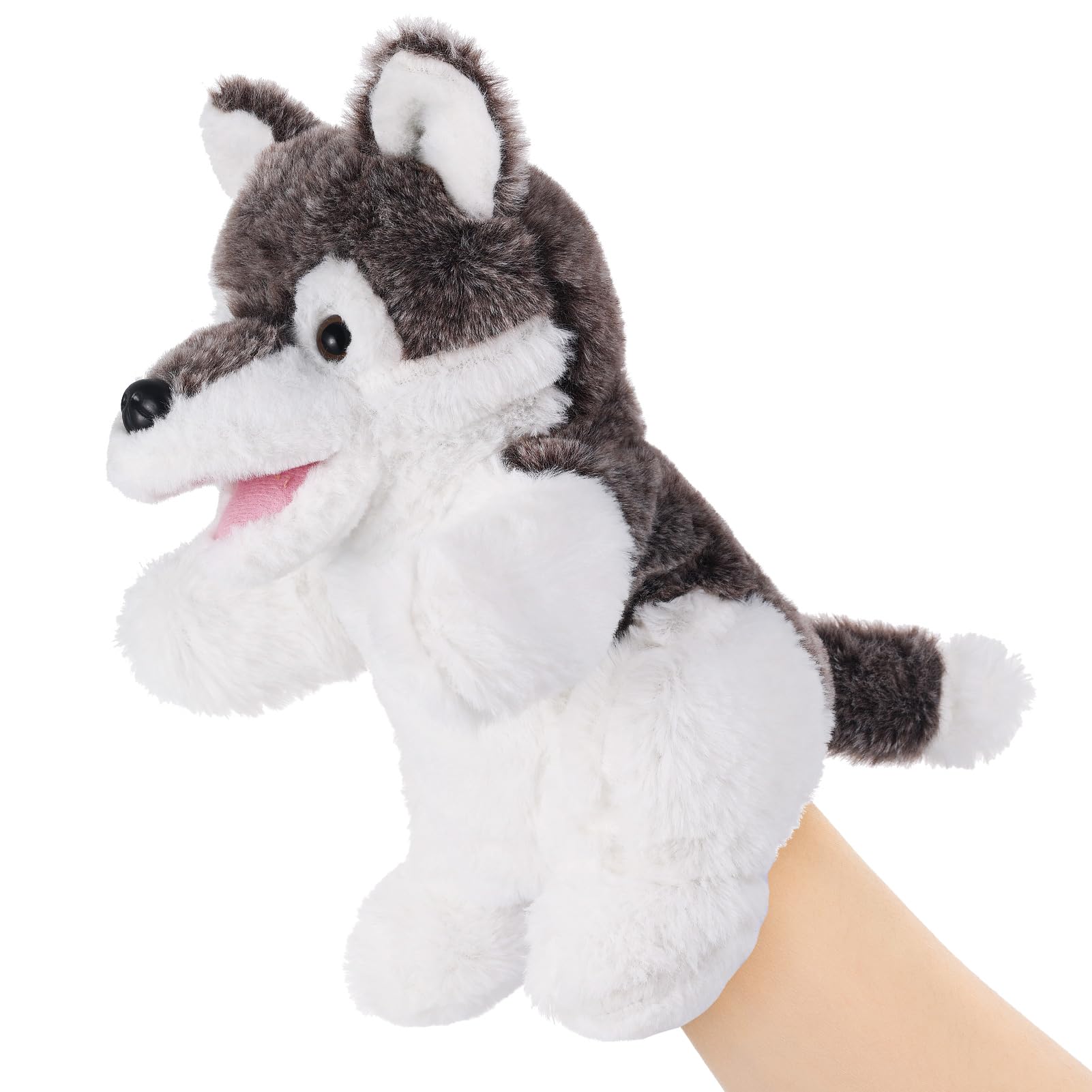 Photo 1 of Animal Hand Puppets 11 Inch Sea Turtle Plush Dinosaur Animals Hand Puppet Toys Role-Play Toy Puppets for Kids Storytelling Imaginative Pretend Play Teaching Preschool(Wolf)