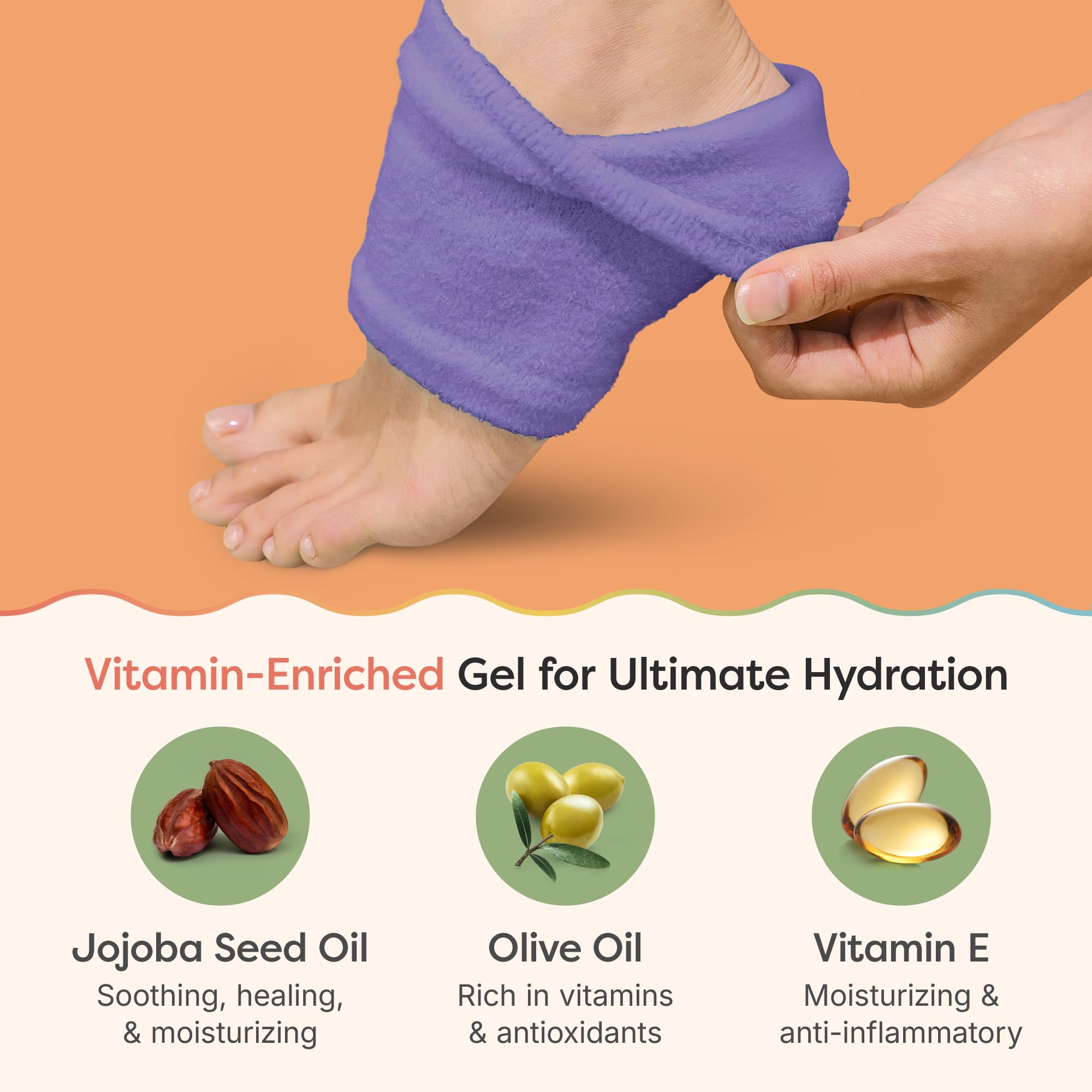 ZenToes Moisturizing Socks for Cracked Heel Treatment - Vitamin E, Olive Oil and Jojoba Oil Infused to Soften and Hydrate - Heel Socks for Dry Cracked Feet Women (Fuzzy Lilac Purple, Regular)