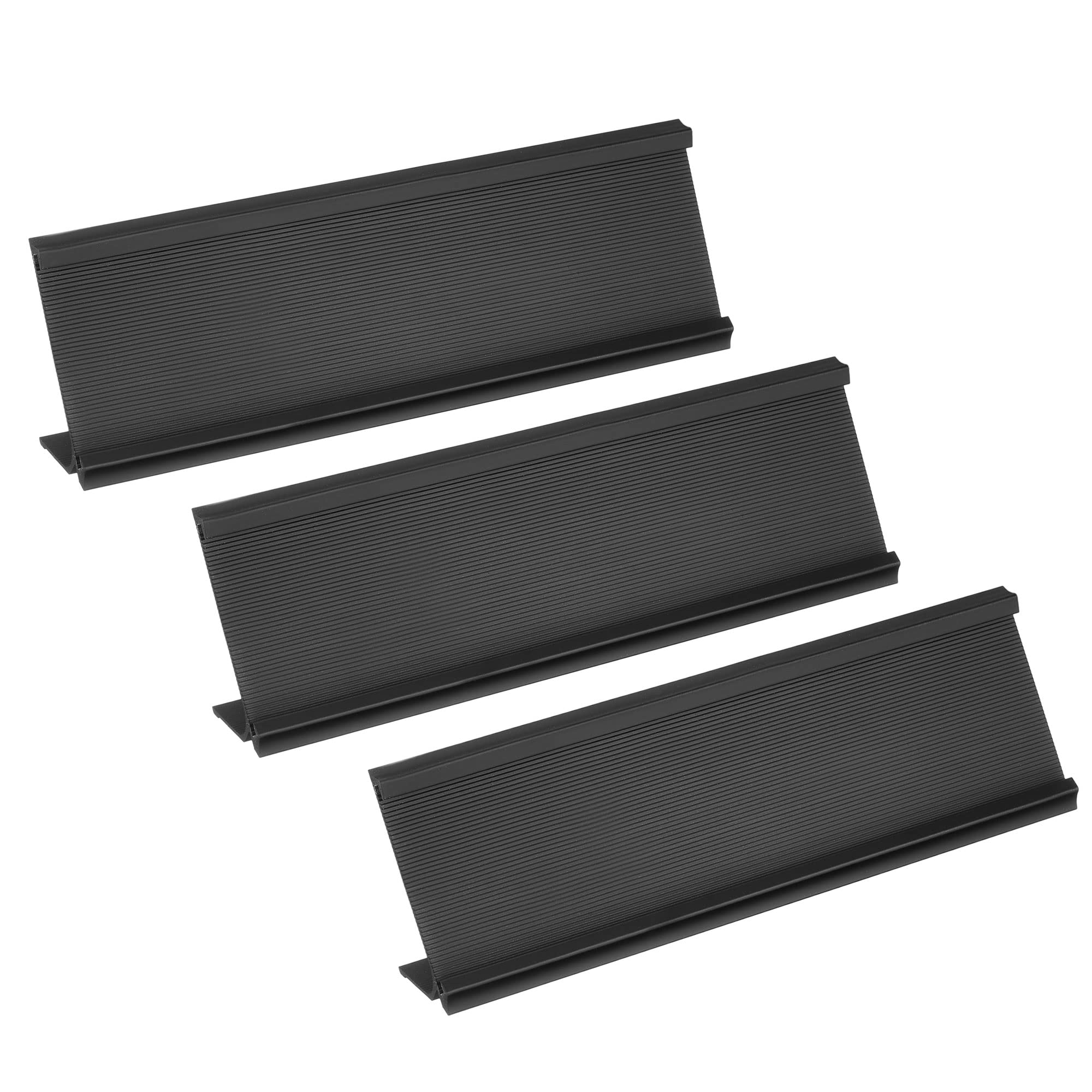 PATIKIL 2 x 7inch Aluminum Name Plate Holder, 3Pcs L Type for Desk Office Business Door Sign Holder Black