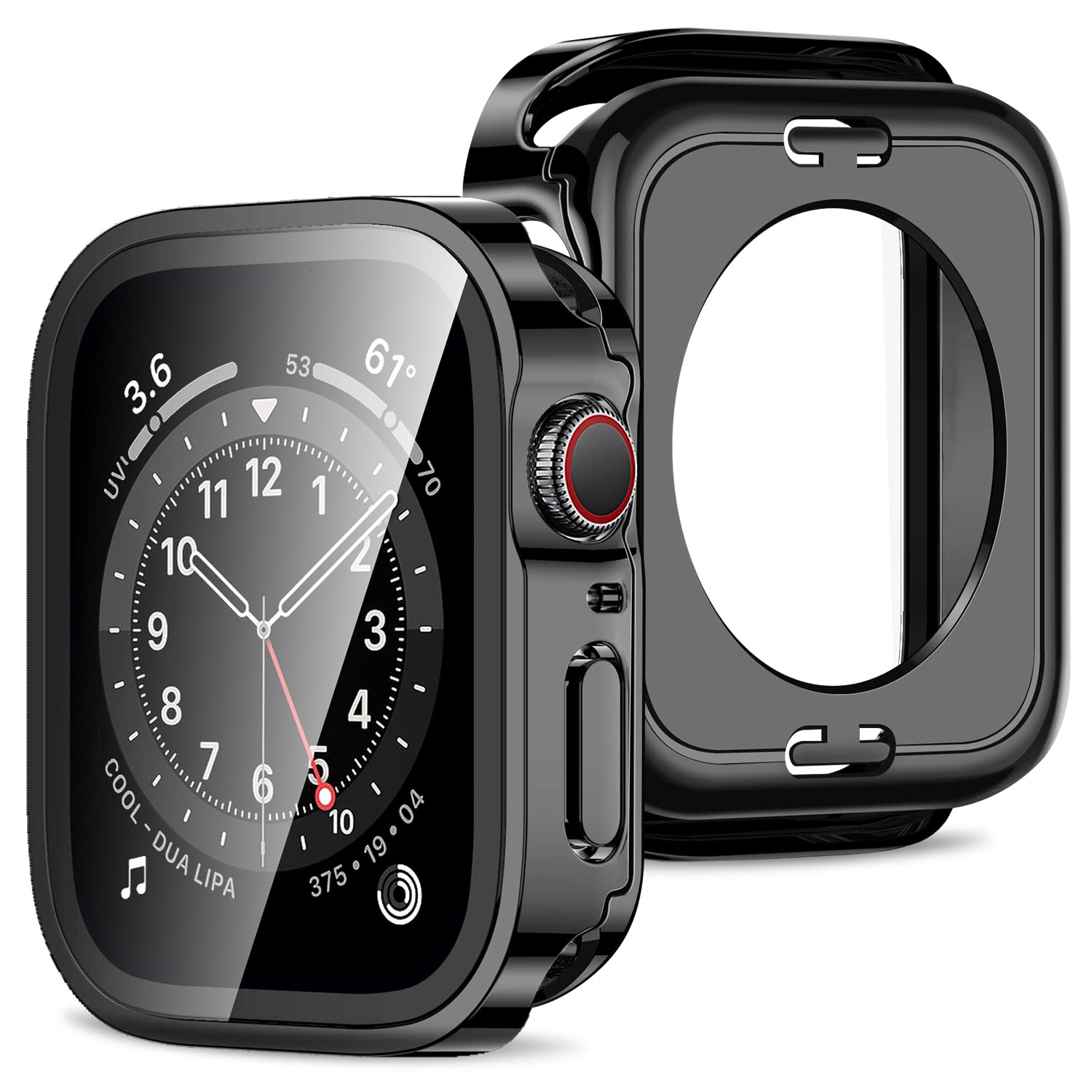 Amizee 2 in 1 Case [2-Pack] Compatible with Apple Watch SE 3/2/1 Series 6/5/4 40mm with Built-in Screen Protector, Straight Edge Hard PC Full Body Protective Cover for iWatch 40mm, Black