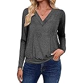 Selene Women’s Long Sleeve T Shirts V Neck Casual Loose Fit Tunic Tops Fall Fashion Basic Tee Blouses