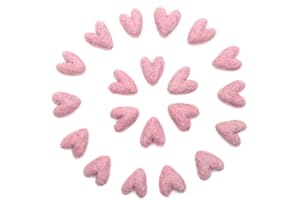Glaciart One Felted Hearts - Mini 0.8” (20 Pcs) - Needle Felting - Needle Felting & Essential Oils Ready - Handmade in Nepal Using 100% Natural New Zealand Wool, for Art Projects & Valentines Decor