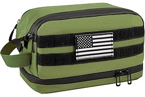 Dinictis Travel Toiletry Bag for Men and Women, Tactical Toiletry Bag, Shaving Bag with Water-Resistant Pouch, Mens Molle Pouches for Cosmetics, Hygiene,Toiletries Brushes Tools-Green