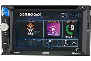 Jensen CDR462 6.2 inch LED Touch Screen Double Din Car Stereo Radio | CD & DVD Player | Push to Talk Assistant | Built-in Bluetooth & Music Streaming | Backup Camera Input | USB & microSD