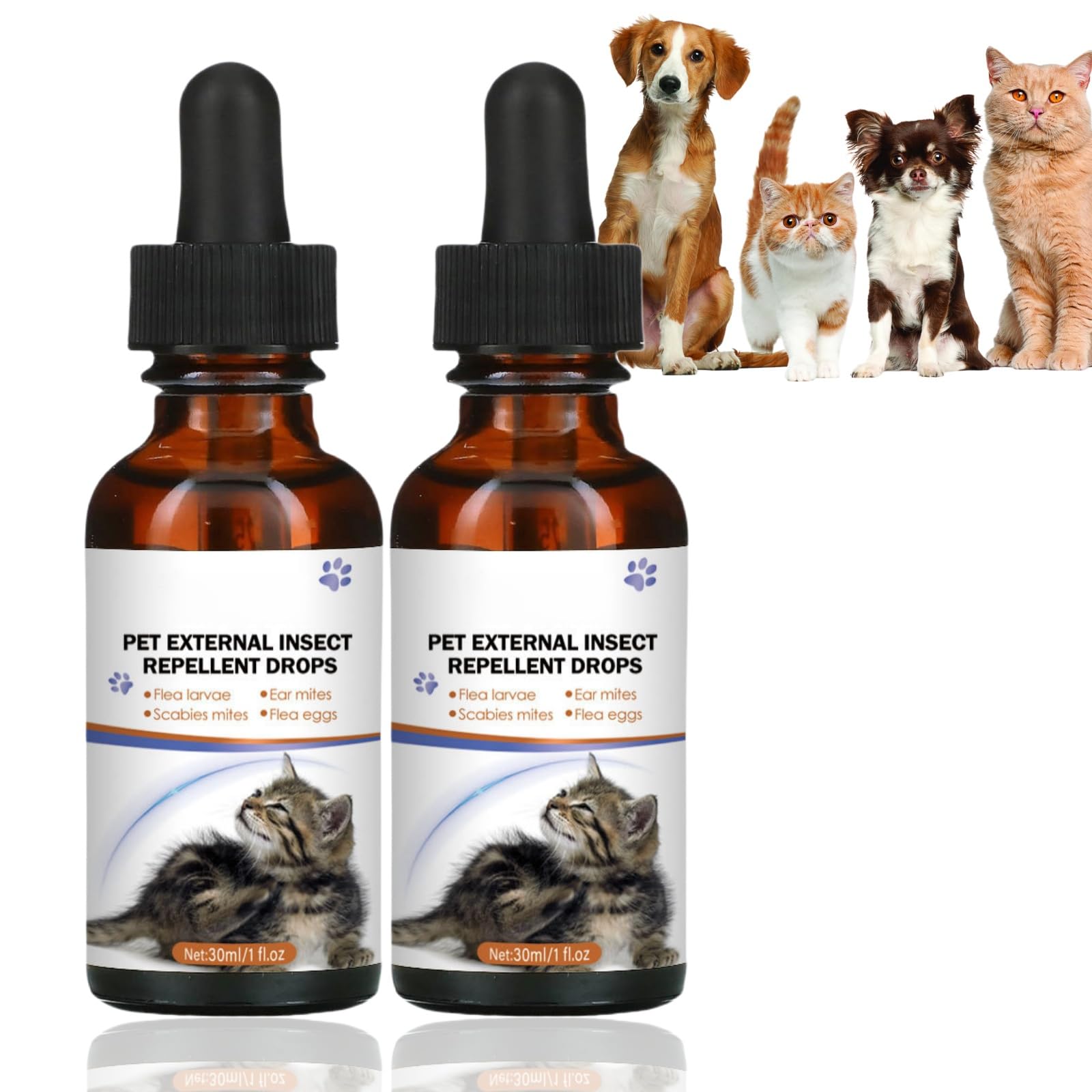 2 PCS Care for Flea and Tick Drop for Dogs and Cats,Flea and Tick Drop for Dogs,Flea Treatment Cat,Quick Acting Flea Treatment,Flea and Tick Treatment,Spot on Flea Treatment,30ml