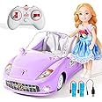 UMONIE Remote Control Car for Girls 4-7, RC Car for Kids with Doll, 100 mins with Rechargeable Battery, 1:18 Scale 2.4Ghz, Birthday for Grils