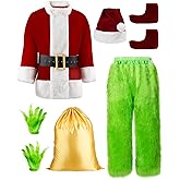 Penny Esther Halloween Costumes Adult Cosplay Christmas Green Santa Costume Funny Santa Suit for Men Santa Outfit