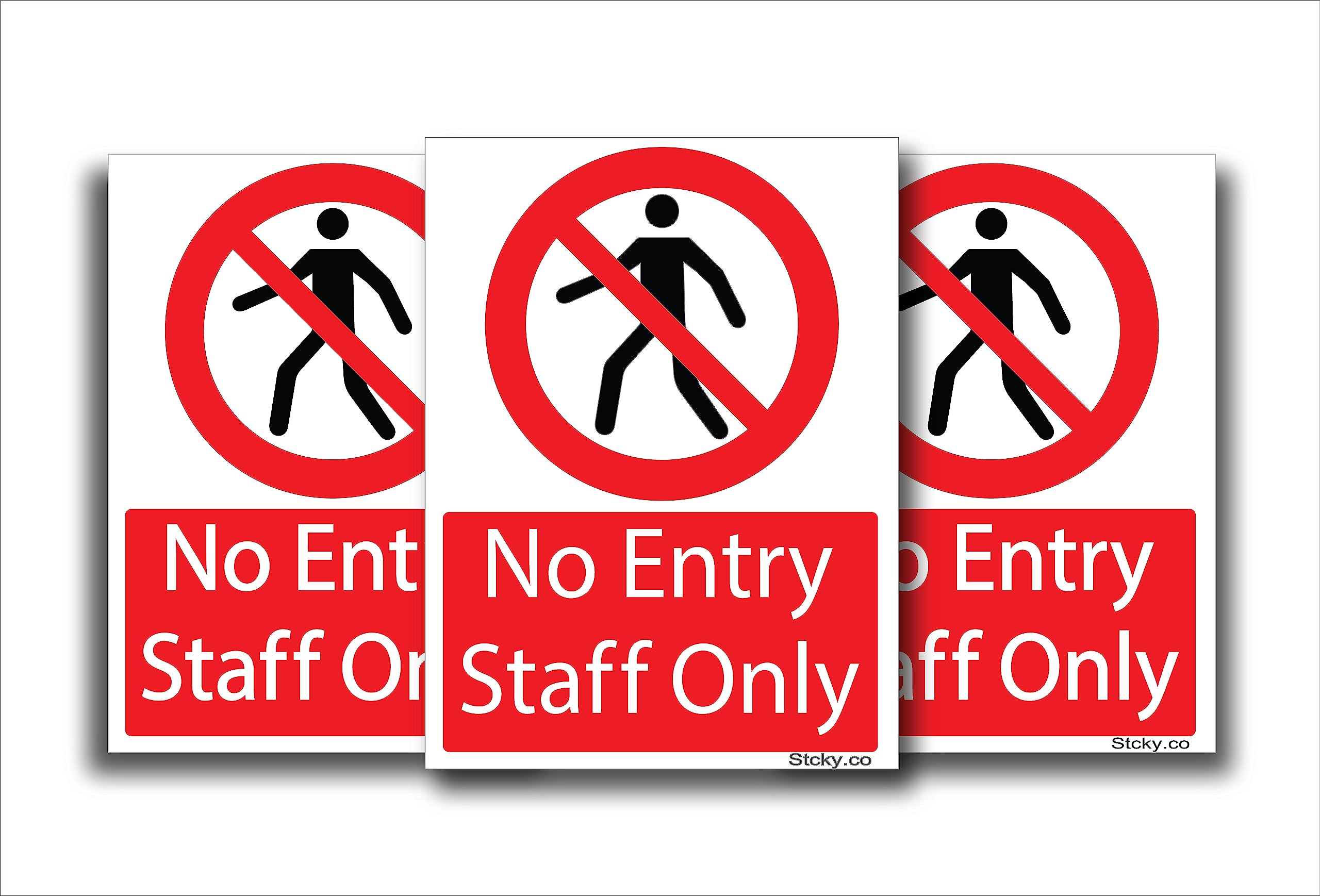 Stcky No Entry Pedestrian Prohibition Sign [Pack of 3] - Portrait - Enhance Safety and Security [15 x 20 cm]