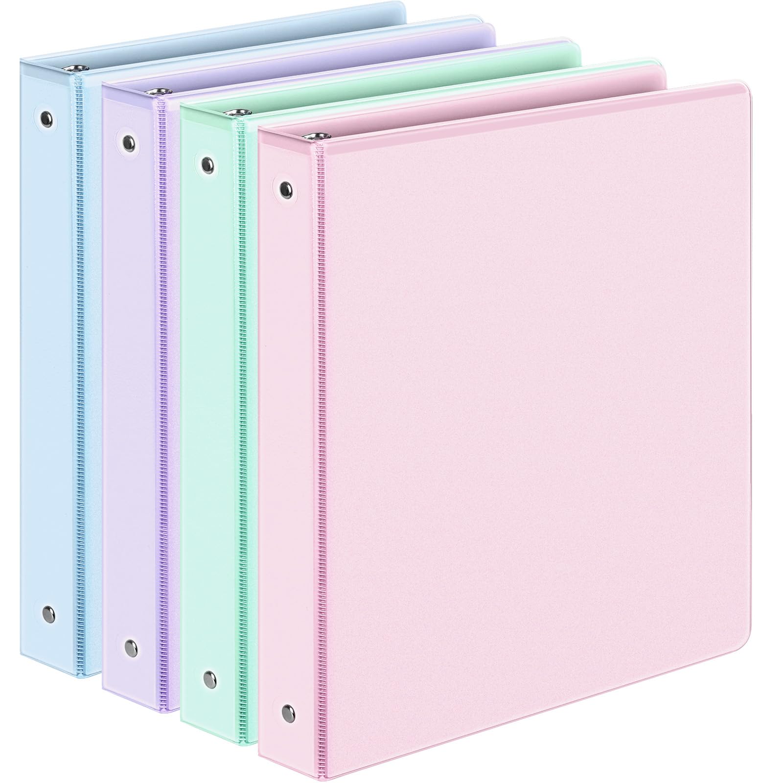 4 Pack Extra Durable 3 Ring Binders 1 Inch, Sooez 1” Three Ring Binder, Eco-Friendly & PVC Free, Customizable Clear View Cover for Letter Size 8.5 x 11'' Paper, Pastel School Office Supplies for Girl