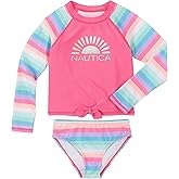 Nautica Girls Two-Piece Rashguard Swimsuit Set, UPF 50+ Sun Protection, Quick-Dry Bathing Suit