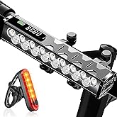 VASTFIRE 17 LED Bike Lights 5000 Lumen, Super Bright Bicycle Light for Night Riding, USB Rechargeable Bike Headlight and Taillight, Waterproof Wide Beam Bike Front Light with Digital Power Display