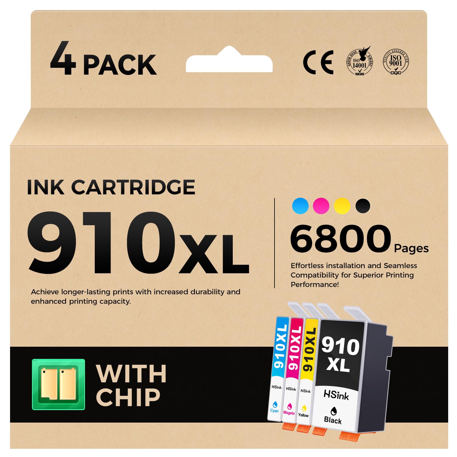 Photo 1 of 910XL for HP 910XL 910 Ink Cartridges Combo Pack Used to HP OfficeJet Pro 8015e 8020e 8010 8020 8022e 8025e 8025 8028e 8035 8035e 8022 8022e Printer - Black, Cyan, Magenta, Yellow