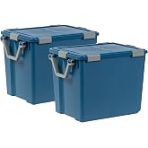 IRIS USA 2-Pack 103 Qt Storage Bins with Gasket Lids, Navy | WeatherPro seal helps protect bulky items for moving, garage, attic and basement storage