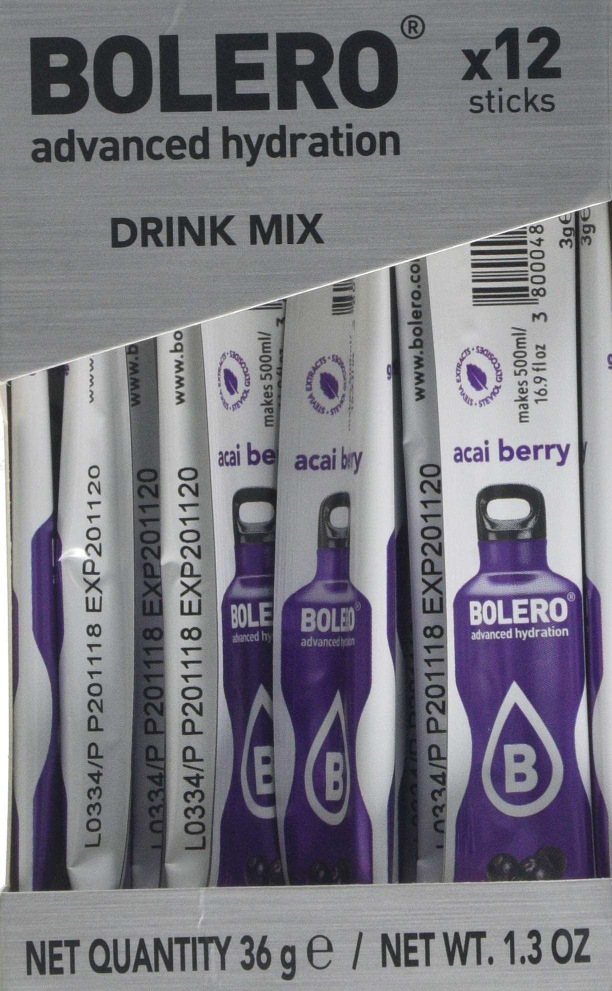 Bolero Sticks, Acai Berry, 12-Count