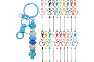 DNLEGULI 20 Pcs Beadable Keychains Bulk Kit – DIY Keychain Making Supplies with Metal Blanks for Crafts, Jewelry, Charms, Custom Projects – Blank Chain Bars for Beaded Keychain Design (Colourful)