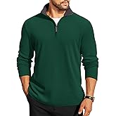 COOFANDY Mens Quarter Zip Pullover Lightweight Sweater Casual Long Sleeve Corduroy Half Zip Sweatshirt