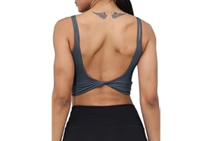 LUYAA Womens Workout Sports Bras Backless Padded Yoga Tank Tops Crop Twist Low Back Cami Bra for Gym