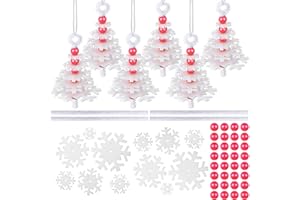 Buryeah 24 Sets White Snowflake Layered Christmas Ornament Craft Kit Makes 24 Small Felt Snowflakes Christmas Tree Felt Crafts for Xmas Decoration Stocking Stuffer Holiday Fun Home Activities