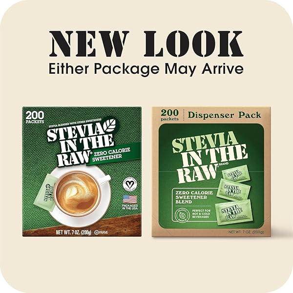 STEVIA IN THE RAW STEVIA SWEETENER PACKETS, 200 CT BOX, 2 PACK, ZERO CALORIE STEVIA SUGAR SUBSTITUTE PACKETS, NO ERYTHRITOL OR ARTIFICIAL FLAVORS, VEGAN, GLUTEN FREE, KOSHER, LOW GLYCEMIC INDEX