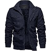 EKLENTSON Men's Winter Jacket with Multi Pockets Zip Front Thick Thermal Fleece Lined Coat Work Cargo Jacket for Men