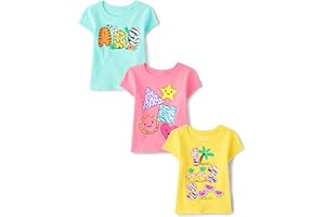 The Children's Place Baby-Girls and Toddler School,Learning Short Sleeve Graphic T-Shirts,3 Pack