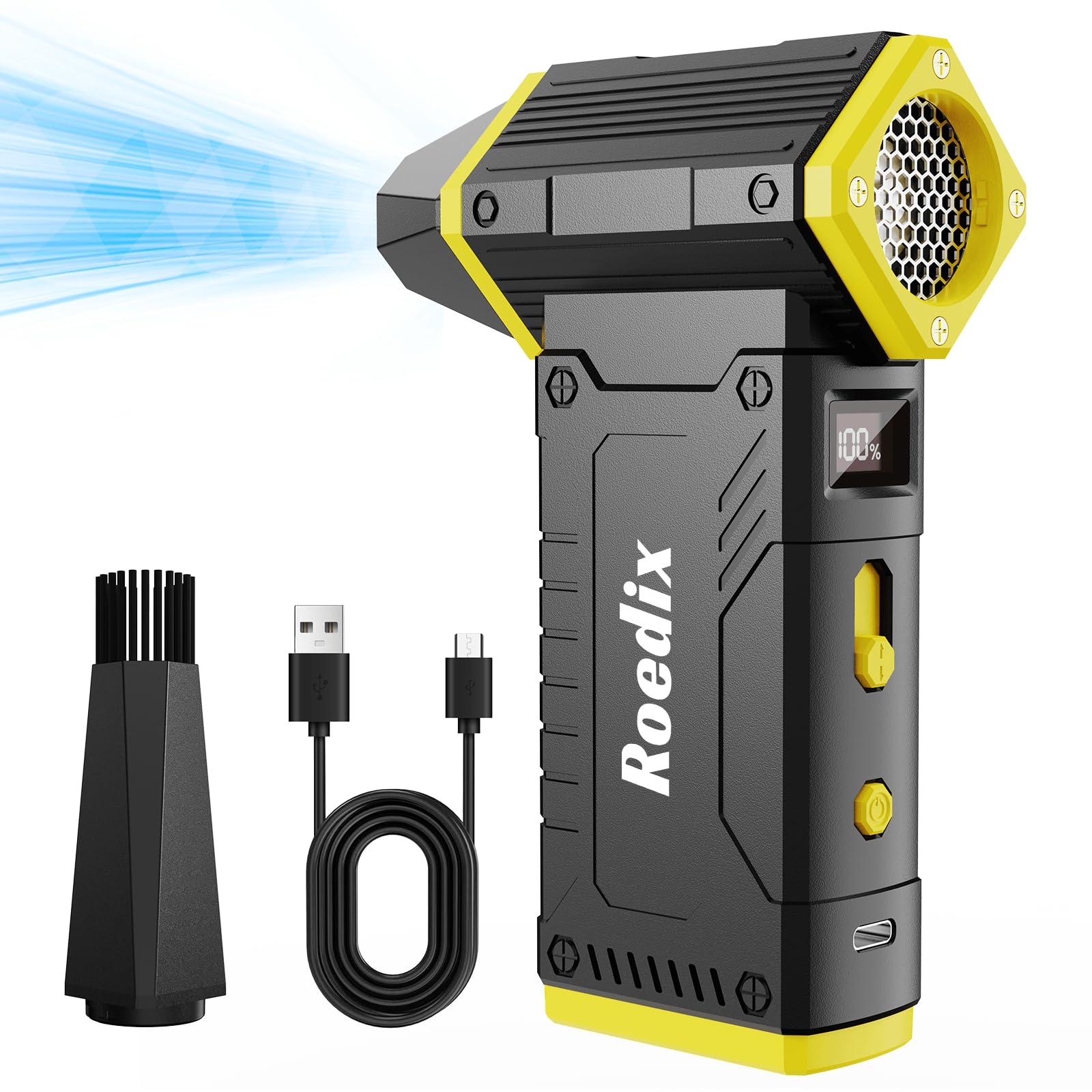 Photo 1 of Compressed Air Duster, 210000RPM 8-Gear Adjustable Electric Air Duster with LED Display, 10,000mAh Rechargeable Air Blower for Keyboard, PC, Car and Home Cleaning, Jet Dry Blower Replace Canned Air