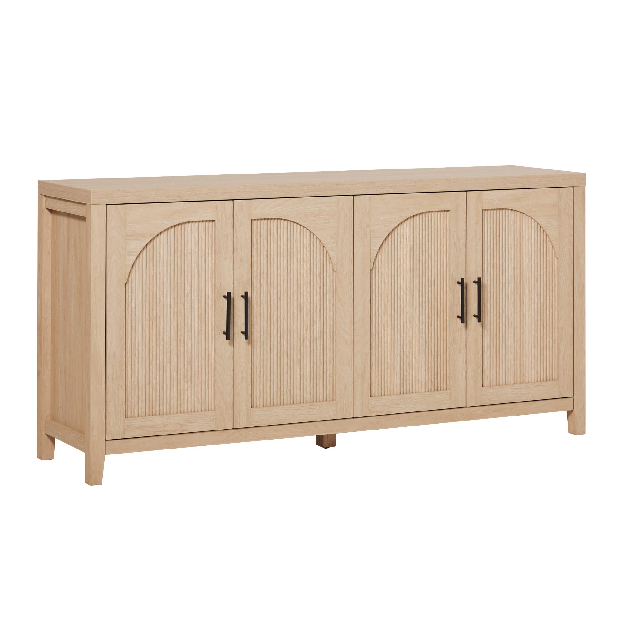 Photo 1 of *Major Damage - Selling for parts*
Walker Edison Sasha 4-Door Reeded Sideboard Buffet with Cord Management, 60 Inch, Coastal Oak