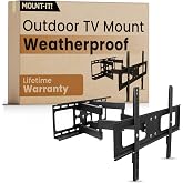 Mount-It! Outdoor TV Mount Weatherproof, Anti-Rust Anti-Corrosion Outside TV Bracket for Patio, Gazebo and Exterior, Fits 37-80", Heavy Duty Dual Full Motion Arms, VESA Up to 600x400mm, 110 Lbs Limit