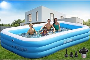 BEFAMALI Large Inflatable Pool with Pump - 130'' x 72'' x 22''Family Swimming Pool for Adults, Blow Up Pool for Backyard, Garden