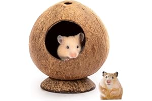Hamster House 5.3x4.7in Coconut-Shaped Hamster Hide with Stable Base & 2.2in Hole Natural Breathable Hideout Decorative Restf
